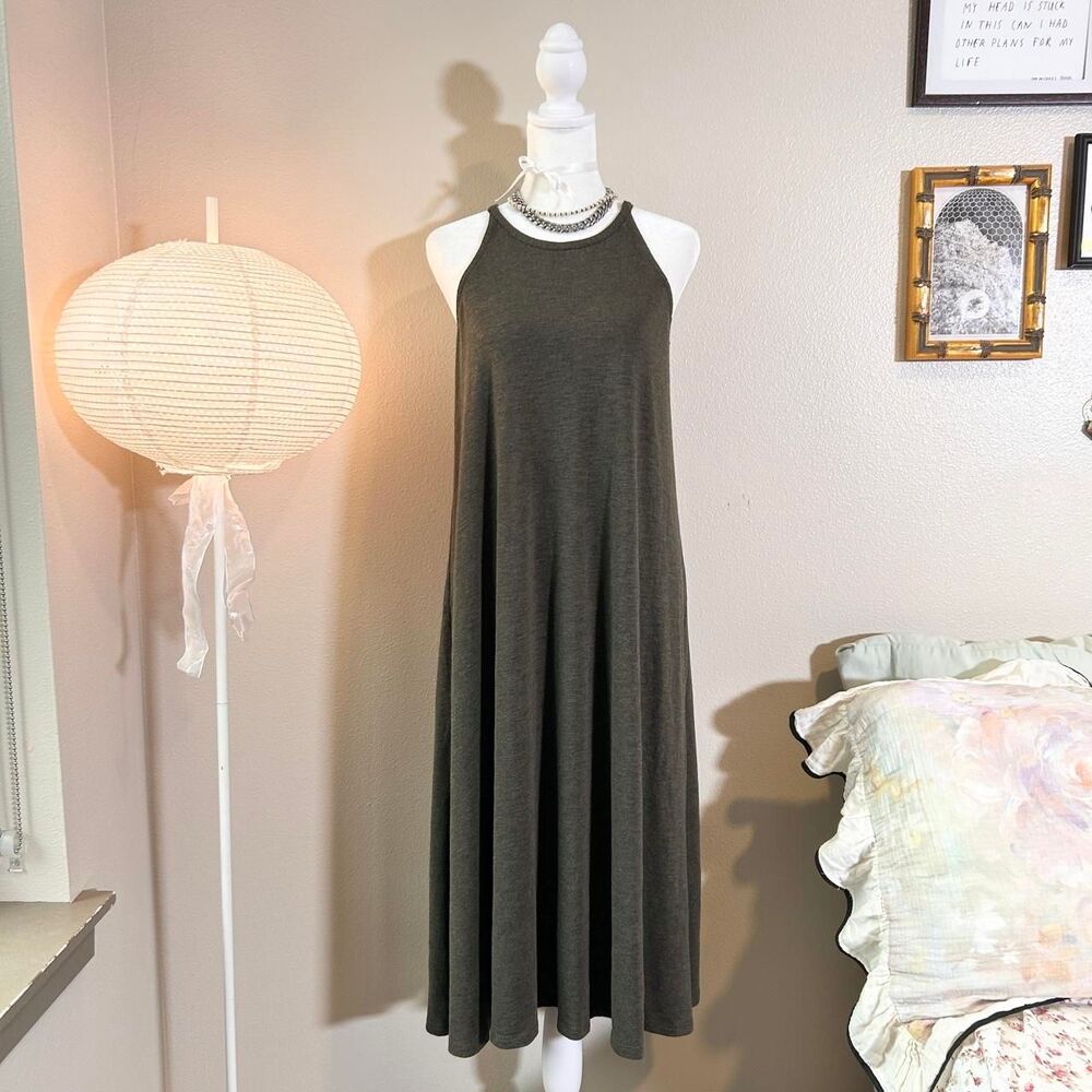 Madewell olive green knit cami midi dress S